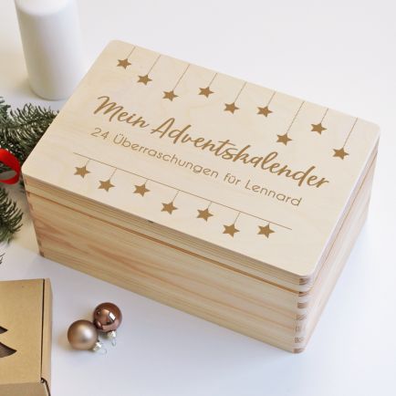 Personalisierbare Geschenkkiste Advent aus Holz