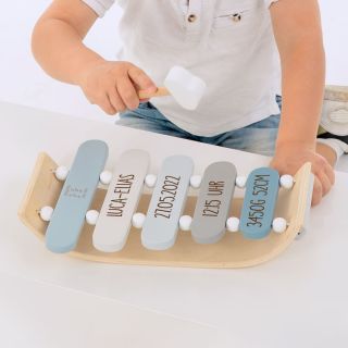 Xylophon blau für Kinder personalisierbar aus Holz