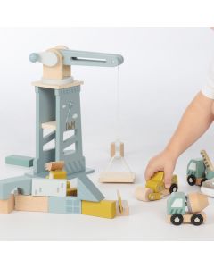 Spielzeug-Baustelle mit Kran personalisierbar