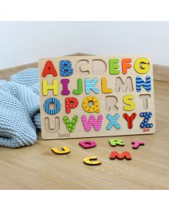 Steckpuzzle Alphabet aus Holz personalisierbar